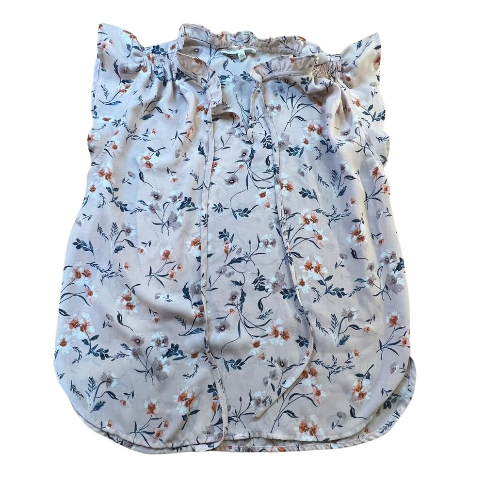 Daisy May Blouse Shirt Pink Sheer Sz Small Ruffles Floral Boho Cottage Fairy Top